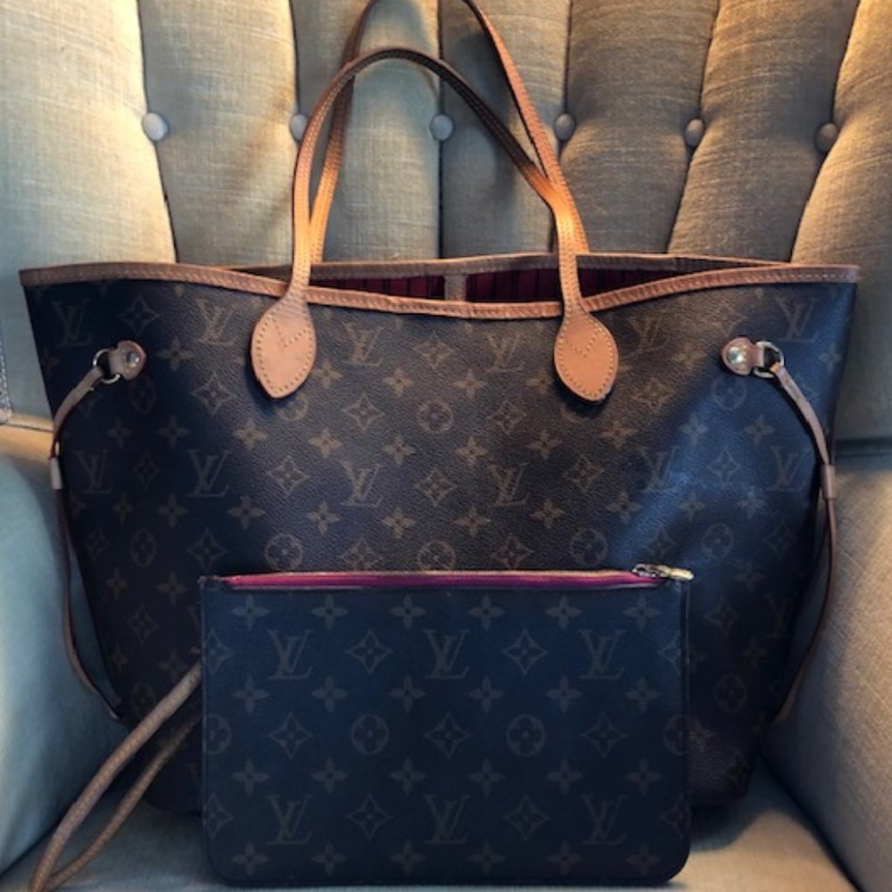 REMOVING 5-12 LOUIS VUITTON Neverfull MM Monogram Cerise - Picture 1 of 17